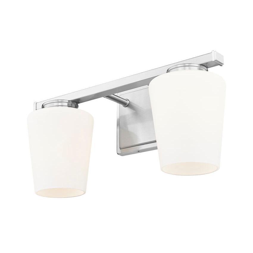 Z-Lite Nextra 16" 2-Light Brushed Nickel Steel Frame White Opal Glass Shade Vanity Light