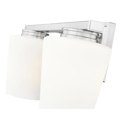 Z-Lite Nextra 16" 2-Light Brushed Nickel Steel Frame White Opal Glass Shade Vanity Light