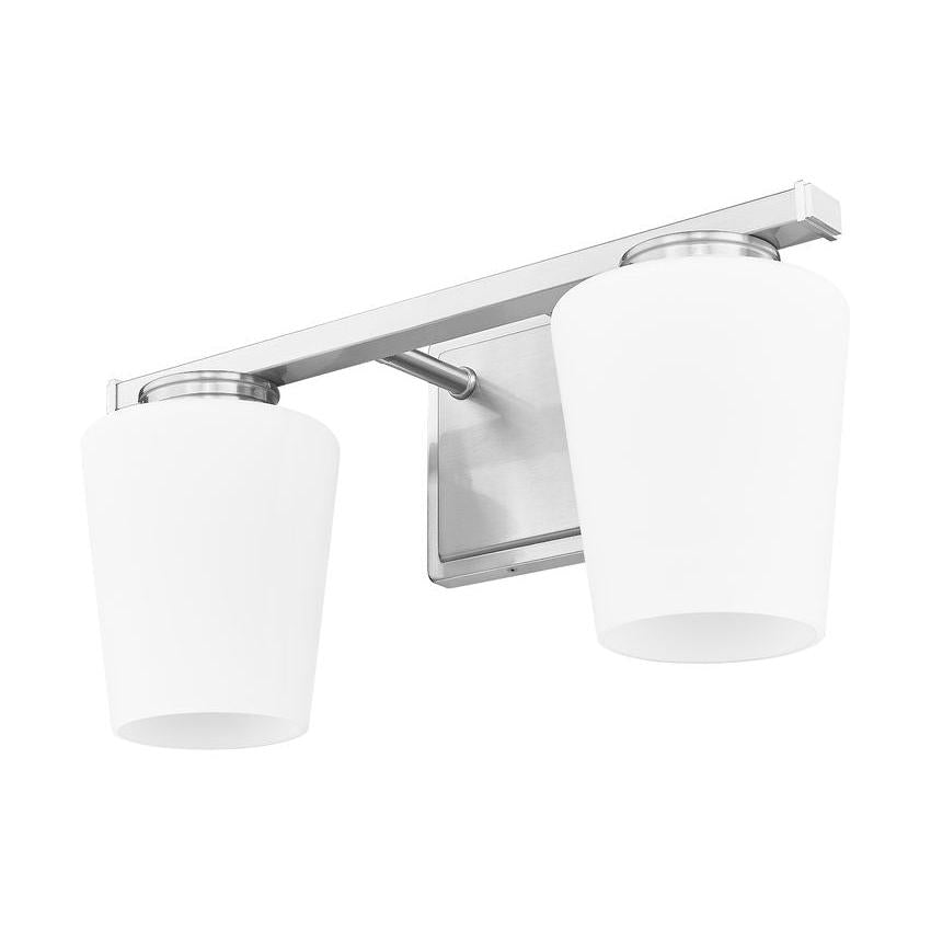 Z-Lite Nextra 16" 2-Light Brushed Nickel Steel Frame White Opal Glass Shade Vanity Light