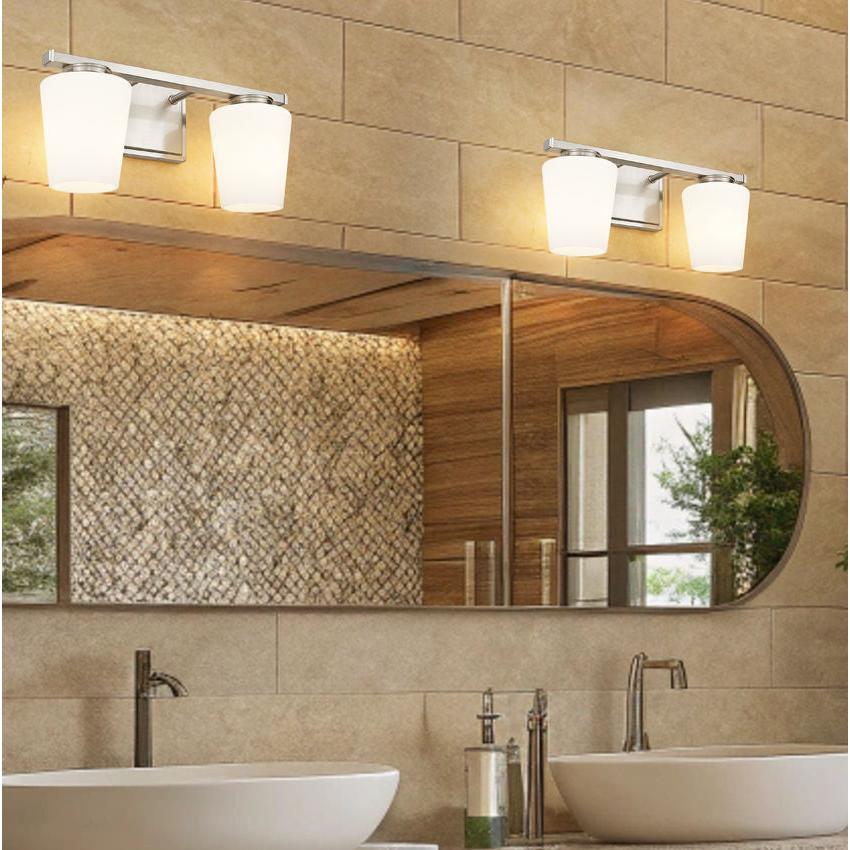 Z-Lite Nextra 16" 2-Light Brushed Nickel Steel Frame White Opal Glass Shade Vanity Light