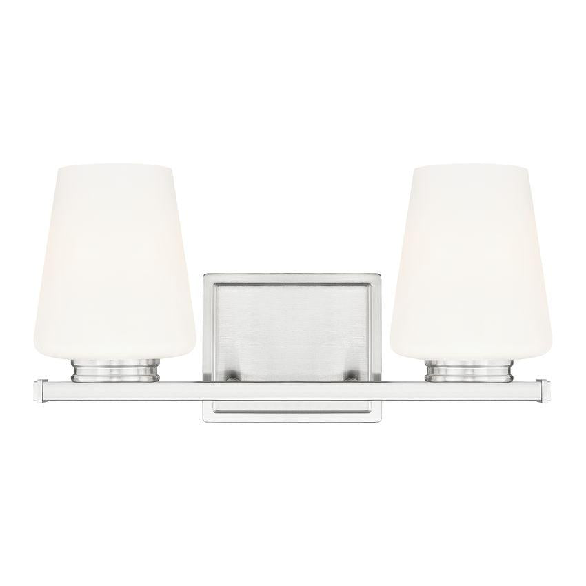 Z-Lite Nextra 16" 2-Light Brushed Nickel Steel Frame White Opal Glass Shade Vanity Light