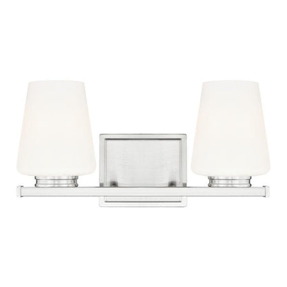 Z-Lite Nextra 16" 2-Light Brushed Nickel Steel Frame White Opal Glass Shade Vanity Light