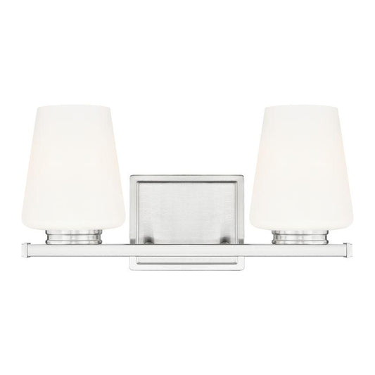 Z-Lite Nextra 16" 2-Light Brushed Nickel Steel Frame White Opal Glass Shade Vanity Light