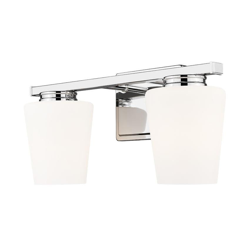 Z-Lite Nextra 16" 2-Light Chrome Steel Frame White Opal Glass Shade Vanity Light