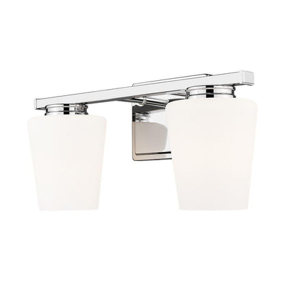 Z-Lite Nextra 16" 2-Light Chrome Steel Frame White Opal Glass Shade Vanity Light