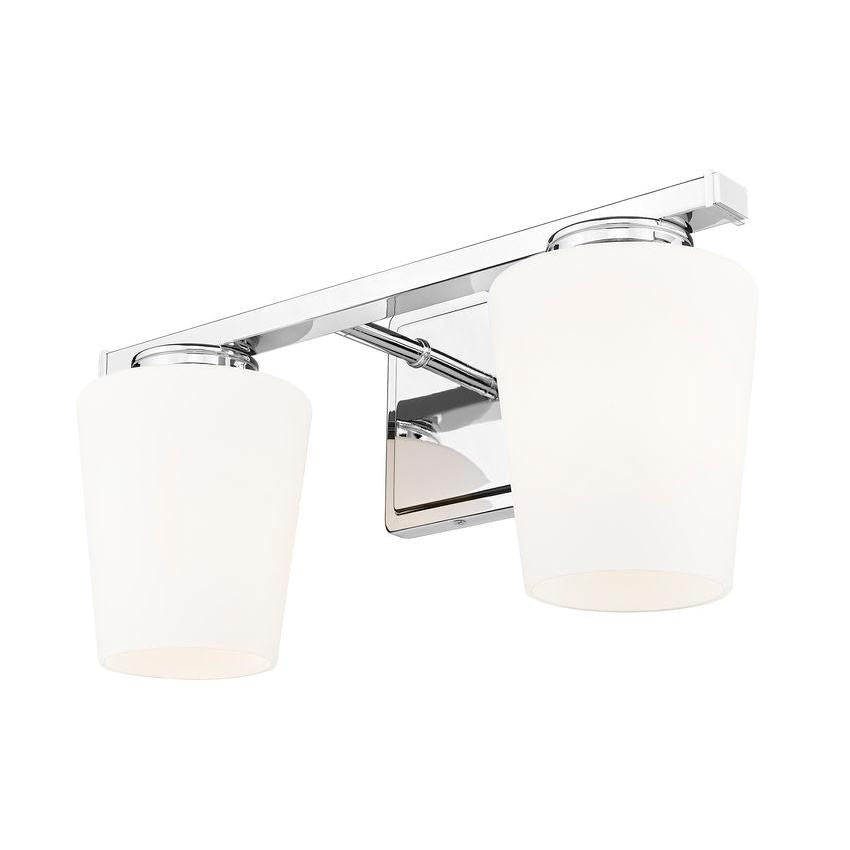 Z-Lite Nextra 16" 2-Light Chrome Steel Frame White Opal Glass Shade Vanity Light