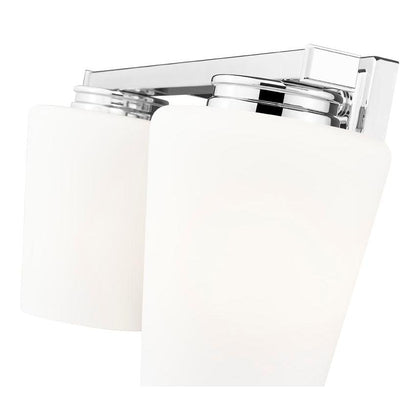 Z-Lite Nextra 16" 2-Light Chrome Steel Frame White Opal Glass Shade Vanity Light