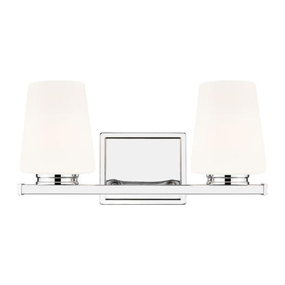 Z-Lite Nextra 16" 2-Light Chrome Steel Frame White Opal Glass Shade Vanity Light