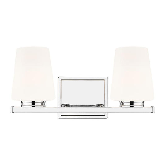 Z-Lite Nextra 16" 2-Light Chrome Steel Frame White Opal Glass Shade Vanity Light