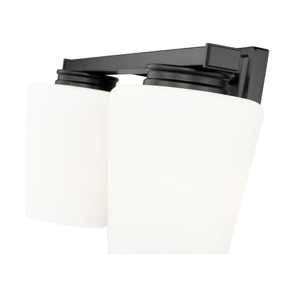 Z-Lite Nextra 16" 2-Light Matte Black Steel Frame White Opal Glass Shade Vanity Light