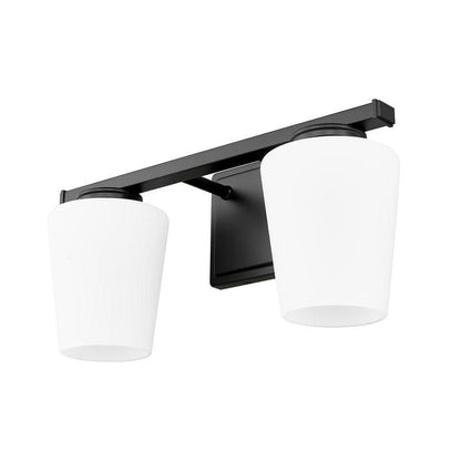Z-Lite Nextra 16" 2-Light Matte Black Steel Frame White Opal Glass Shade Vanity Light