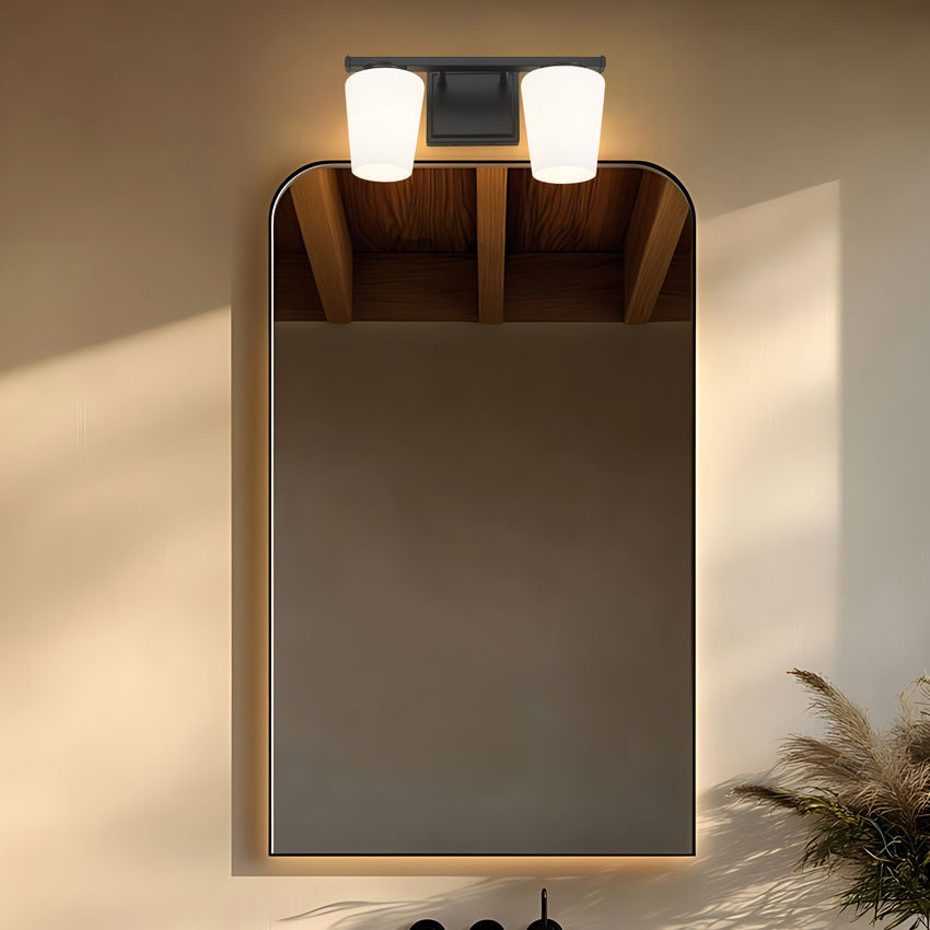 Z-Lite Nextra 16" 2-Light Matte Black Steel Frame White Opal Glass Shade Vanity Light