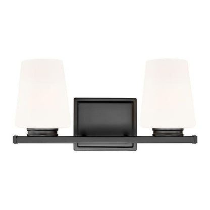 Z-Lite Nextra 16" 2-Light Matte Black Steel Frame White Opal Glass Shade Vanity Light