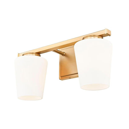 Z-Lite Nextra 16" 2-Light Modern Gold Steel Frame White Opal Glass Shade Vanity Light