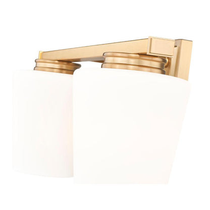 Z-Lite Nextra 16" 2-Light Modern Gold Steel Frame White Opal Glass Shade Vanity Light