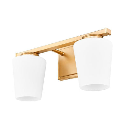 Z-Lite Nextra 16" 2-Light Modern Gold Steel Frame White Opal Glass Shade Vanity Light