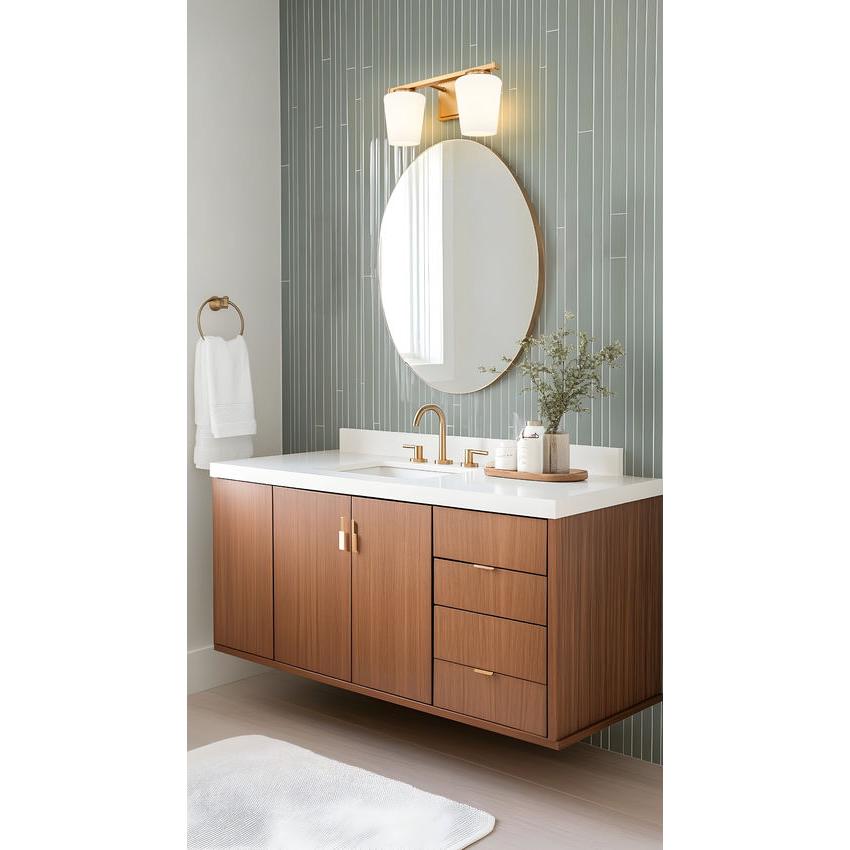 Z-Lite Nextra 16" 2-Light Modern Gold Steel Frame White Opal Glass Shade Vanity Light