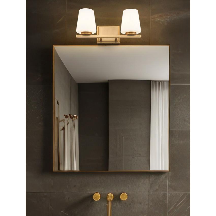 Z-Lite Nextra 16" 2-Light Modern Gold Steel Frame White Opal Glass Shade Vanity Light