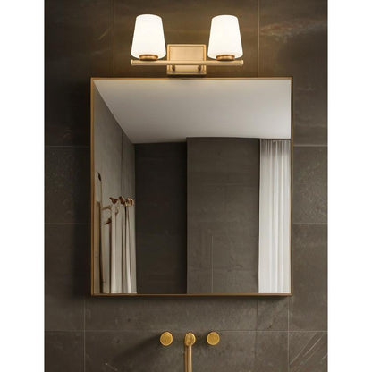 Z-Lite Nextra 16" 2-Light Modern Gold Steel Frame White Opal Glass Shade Vanity Light