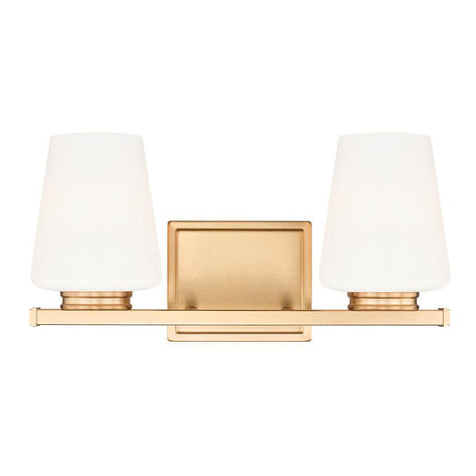 Z-Lite Nextra 16" 2-Light Modern Gold Steel Frame White Opal Glass Shade Vanity Light