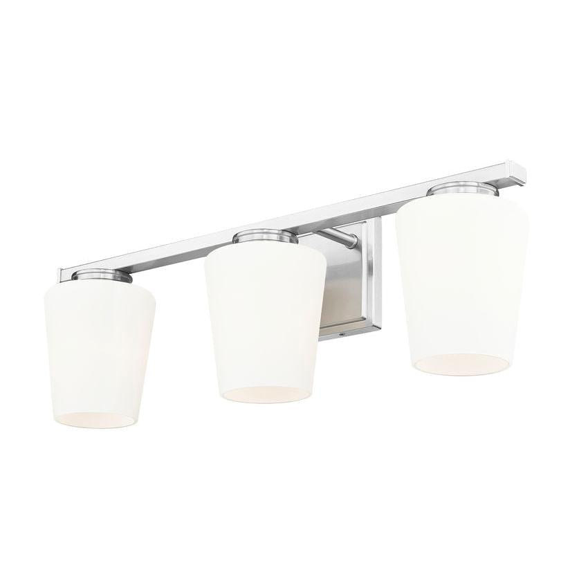 Z-Lite Nextra 24" 3-Light Brushed Nickel Steel Frame White Opal Glass Shade Vanity Light