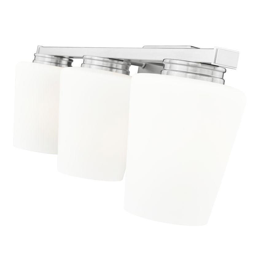 Z-Lite Nextra 24" 3-Light Brushed Nickel Steel Frame White Opal Glass Shade Vanity Light