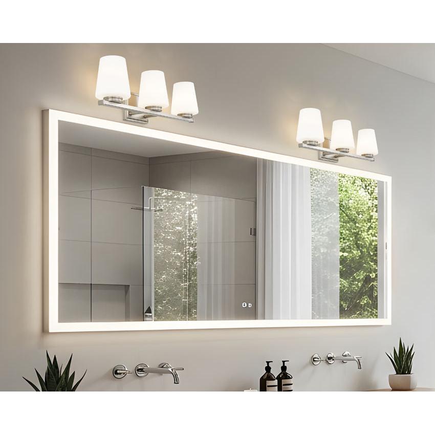 Z-Lite Nextra 24" 3-Light Brushed Nickel Steel Frame White Opal Glass Shade Vanity Light