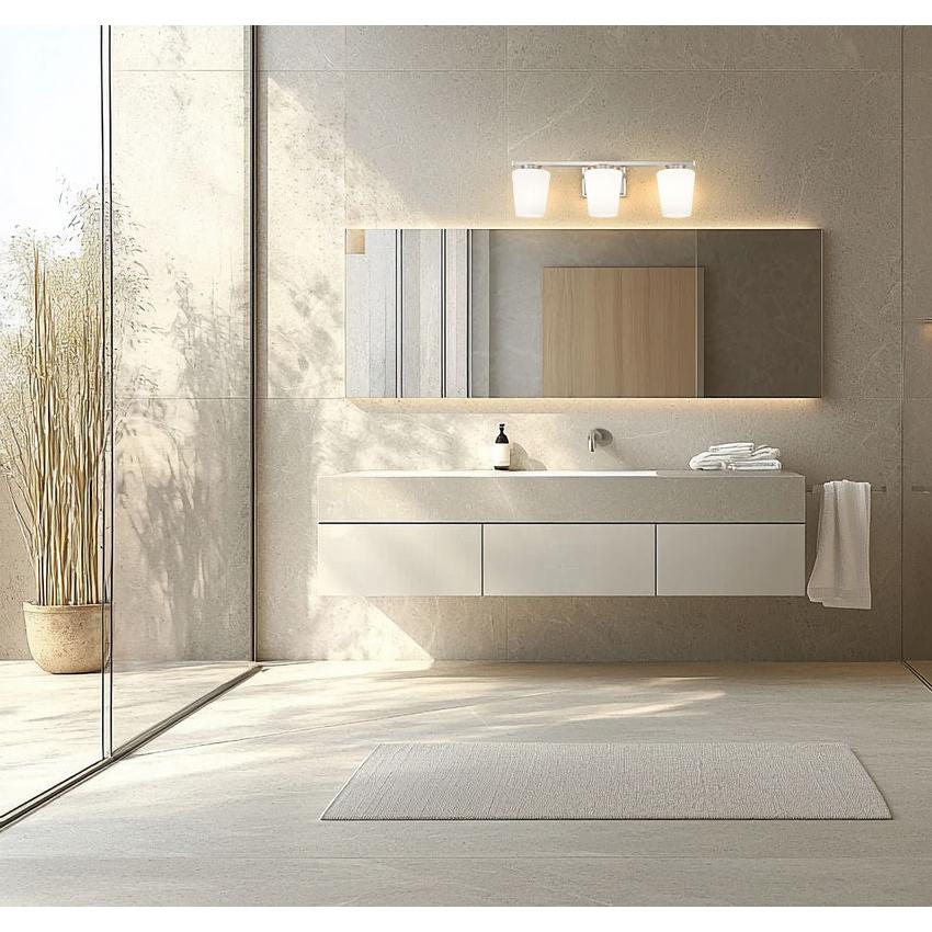 Z-Lite Nextra 24" 3-Light Brushed Nickel Steel Frame White Opal Glass Shade Vanity Light