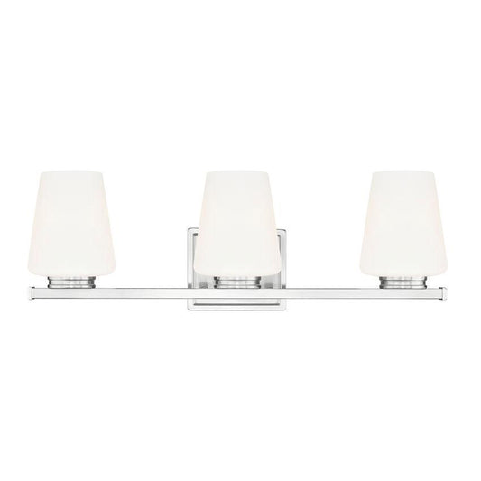 Z-Lite Nextra 24" 3-Light Brushed Nickel Steel Frame White Opal Glass Shade Vanity Light