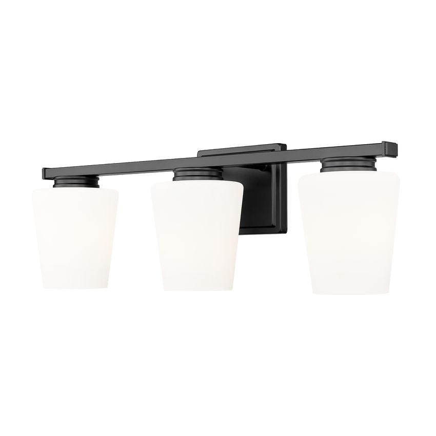Z-Lite Nextra 24" 3-Light Matte Black Steel Frame White Opal Glass Shade Vanity Light