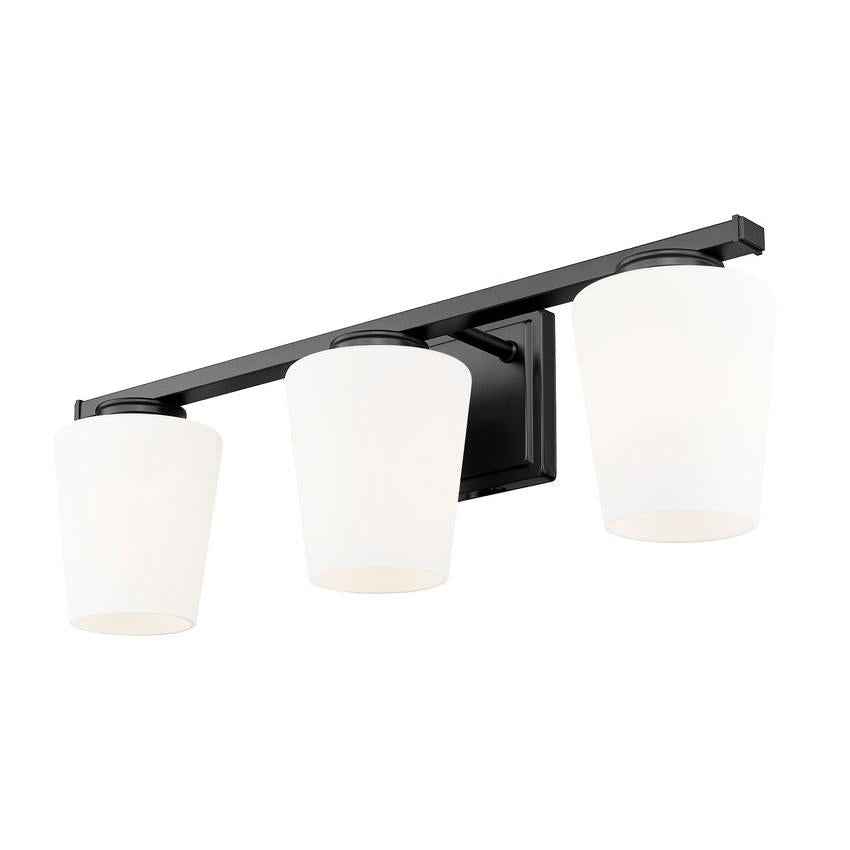 Z-Lite Nextra 24" 3-Light Matte Black Steel Frame White Opal Glass Shade Vanity Light