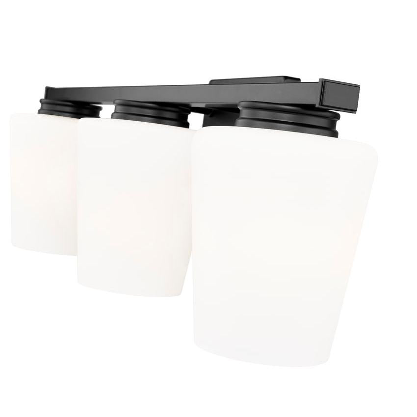 Z-Lite Nextra 24" 3-Light Matte Black Steel Frame White Opal Glass Shade Vanity Light