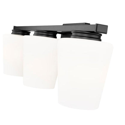 Z-Lite Nextra 24" 3-Light Matte Black Steel Frame White Opal Glass Shade Vanity Light