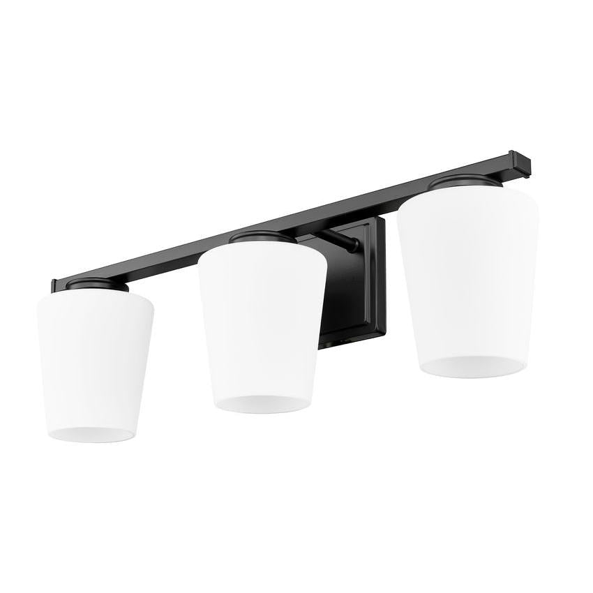 Z-Lite Nextra 24" 3-Light Matte Black Steel Frame White Opal Glass Shade Vanity Light