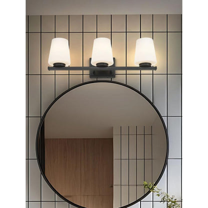Z-Lite Nextra 24" 3-Light Matte Black Steel Frame White Opal Glass Shade Vanity Light