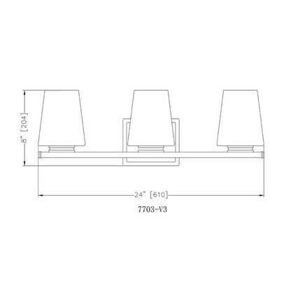 Z-Lite Nextra 24" 3-Light Matte Black Steel Frame White Opal Glass Shade Vanity Light