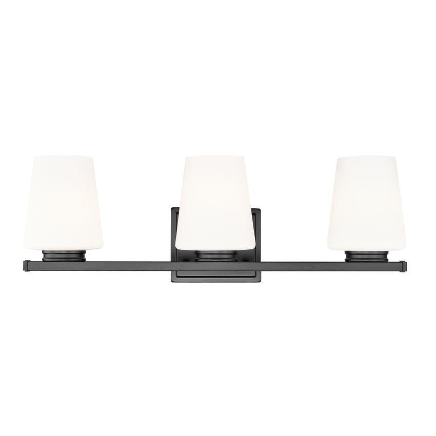 Z-Lite Nextra 24" 3-Light Matte Black Steel Frame White Opal Glass Shade Vanity Light