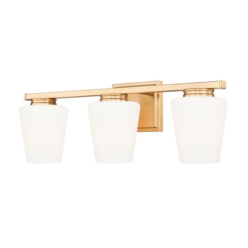 Z-Lite Nextra 24" 3-Light Modern Gold Steel Frame White Opal Glass Shade Vanity Light