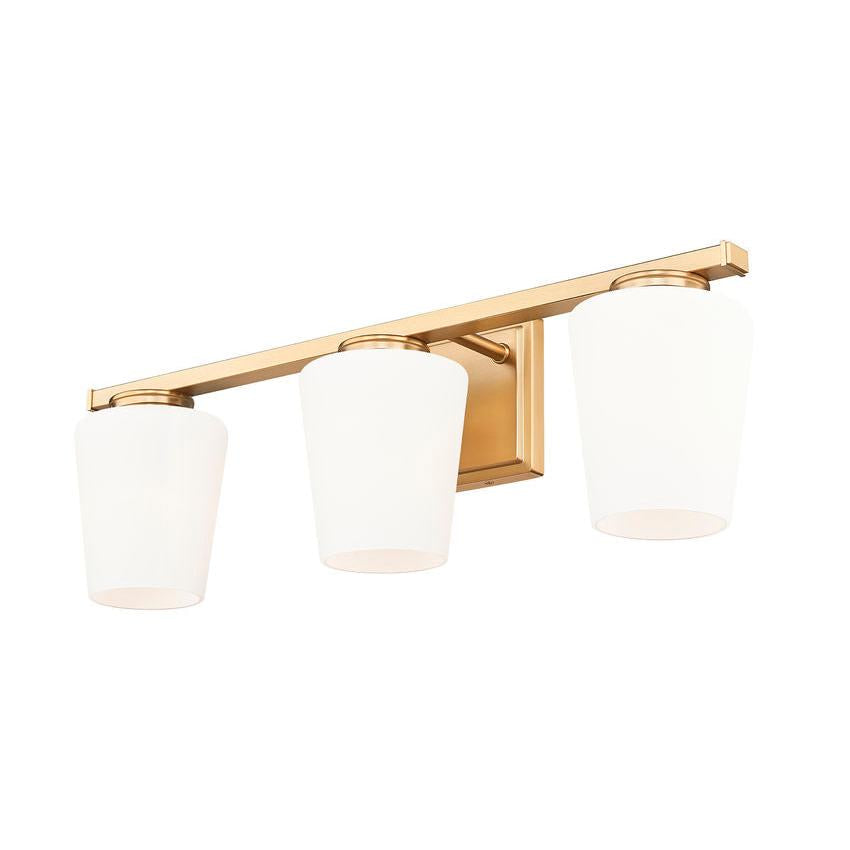 Z-Lite Nextra 24" 3-Light Modern Gold Steel Frame White Opal Glass Shade Vanity Light