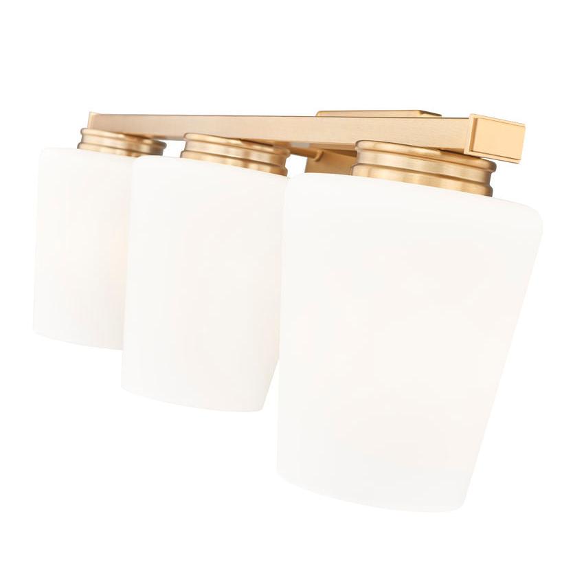 Z-Lite Nextra 24" 3-Light Modern Gold Steel Frame White Opal Glass Shade Vanity Light