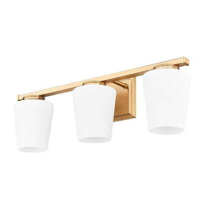 Z-Lite Nextra 24" 3-Light Modern Gold Steel Frame White Opal Glass Shade Vanity Light