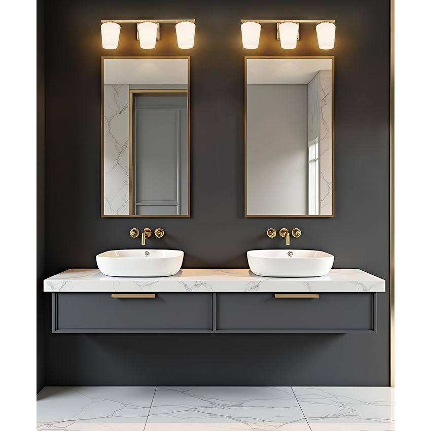 Z-Lite Nextra 24" 3-Light Modern Gold Steel Frame White Opal Glass Shade Vanity Light