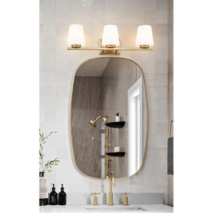Z-Lite Nextra 24" 3-Light Modern Gold Steel Frame White Opal Glass Shade Vanity Light