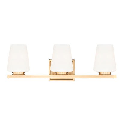 Z-Lite Nextra 24" 3-Light Modern Gold Steel Frame White Opal Glass Shade Vanity Light