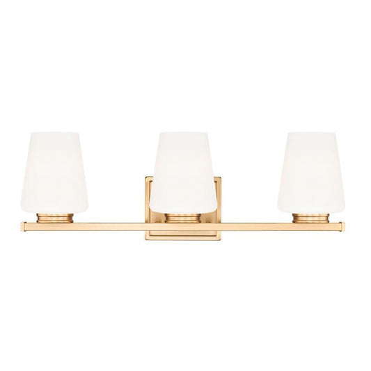 Z-Lite Nextra 24" 3-Light Modern Gold Steel Frame White Opal Glass Shade Vanity Light