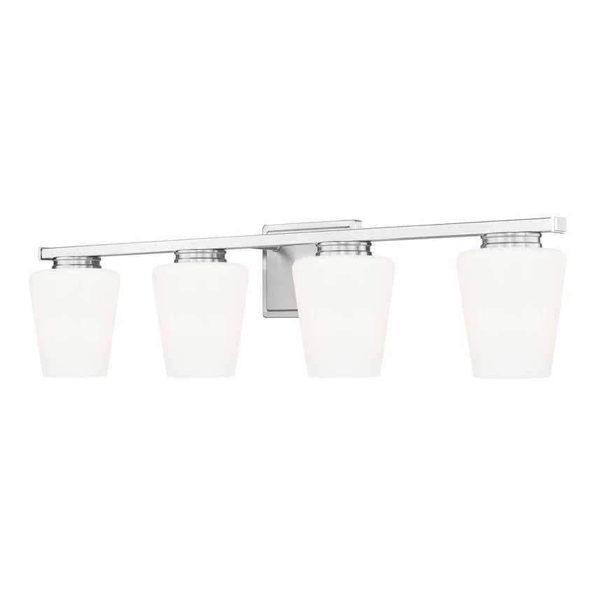 Z-Lite Nextra 32" 4-Light Brushed Nickel Steel Frame White Opal Glass Shade Vanity Light