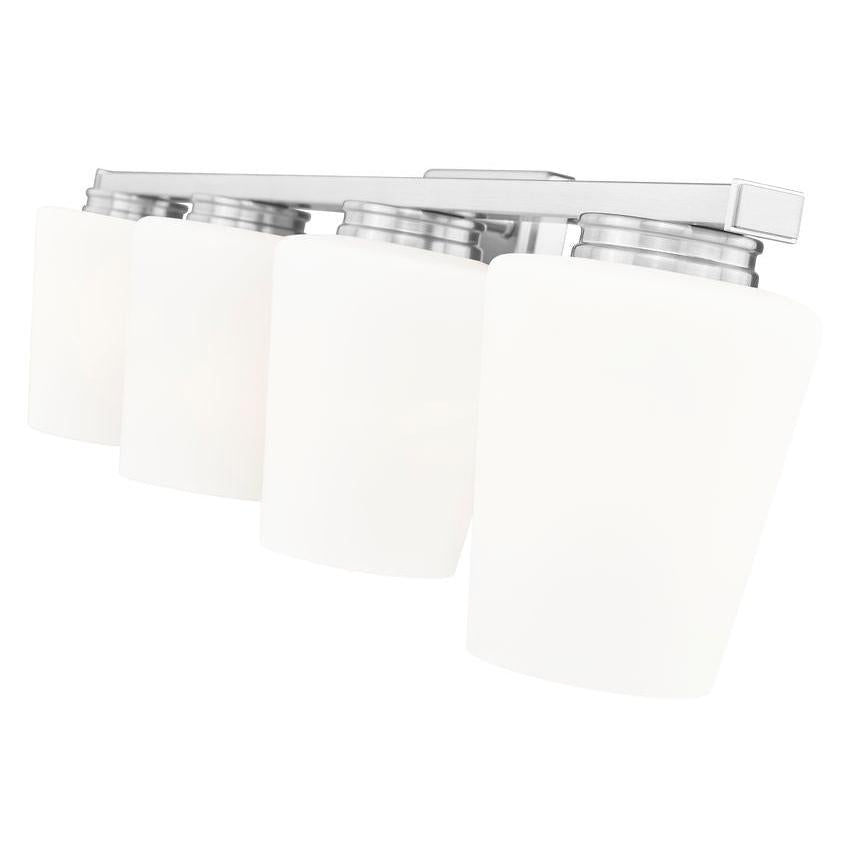 Z-Lite Nextra 32" 4-Light Brushed Nickel Steel Frame White Opal Glass Shade Vanity Light