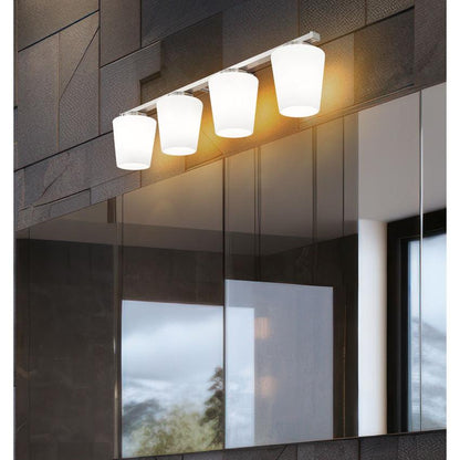 Z-Lite Nextra 32" 4-Light Brushed Nickel Steel Frame White Opal Glass Shade Vanity Light