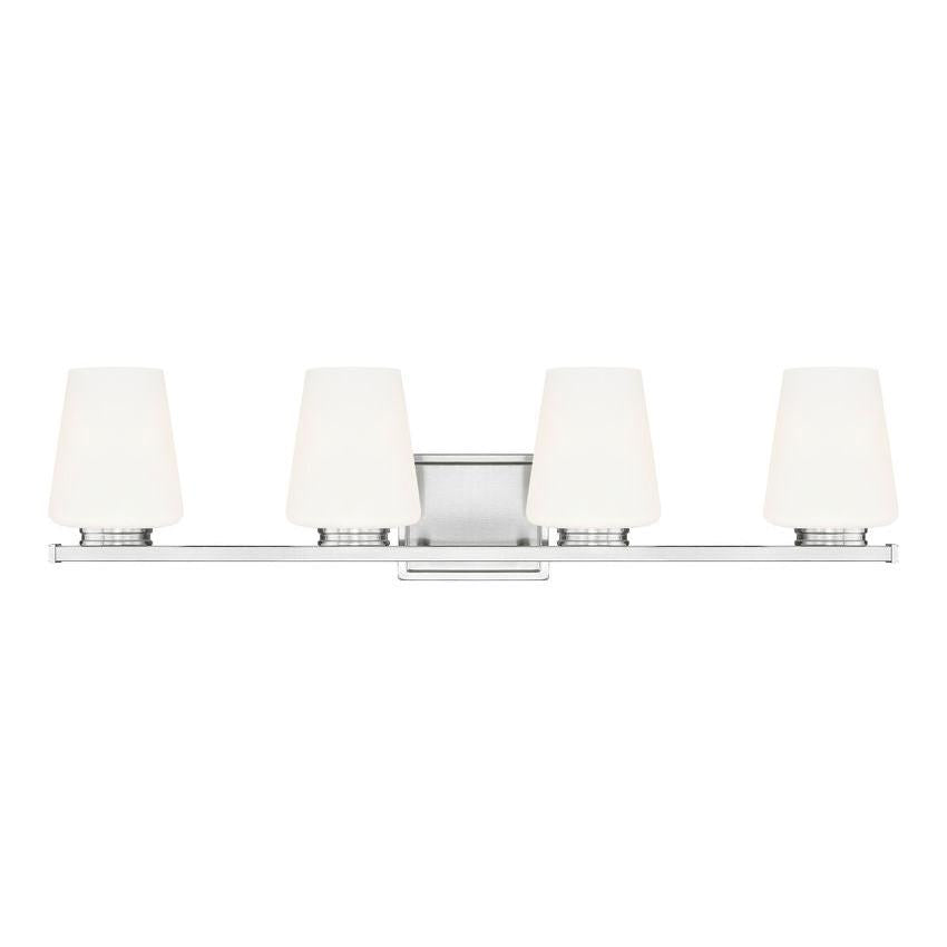 Z-Lite Nextra 32" 4-Light Brushed Nickel Steel Frame White Opal Glass Shade Vanity Light