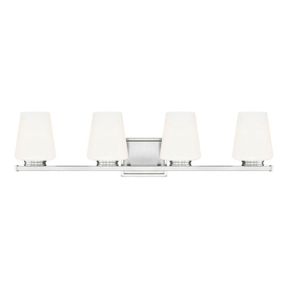 Z-Lite Nextra 32" 4-Light Brushed Nickel Steel Frame White Opal Glass Shade Vanity Light